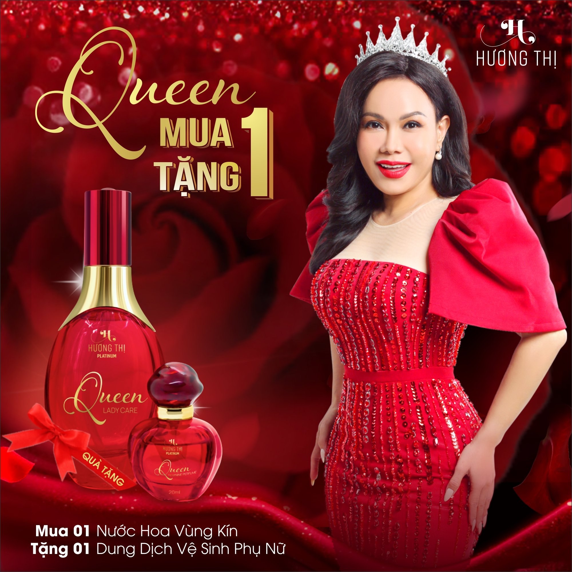 Nước hoa vùng kín hương thị queen feminine perfume 20ml - tặng dung dịch vệ sinh hương thị 100ml