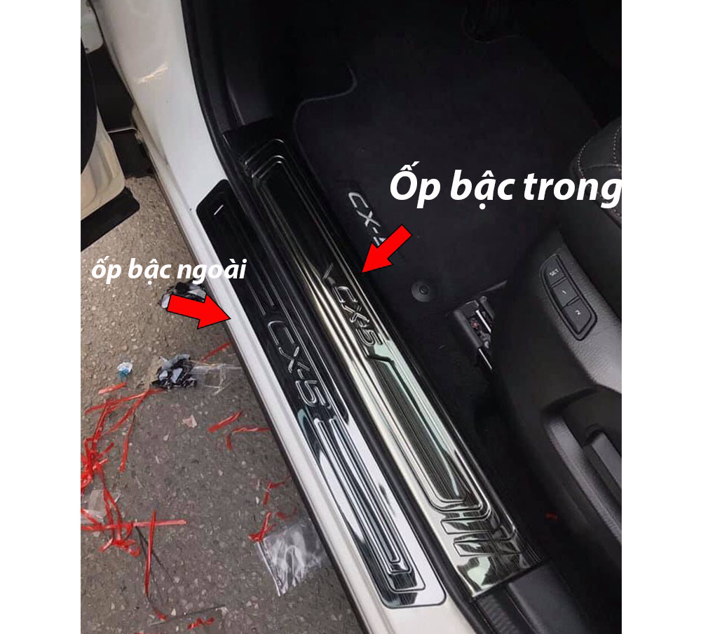Ốp Bậc Cửa Xe Mazda CX5 2014 đến 2021 MẫuTitan, Giúp Trang Trí Chống Xước Xe Hiệu Quả, Có Sẵn Keo 2 Mặt Siêu Dính, Lắp Đặt Dễ Dàng Tại Nhà
