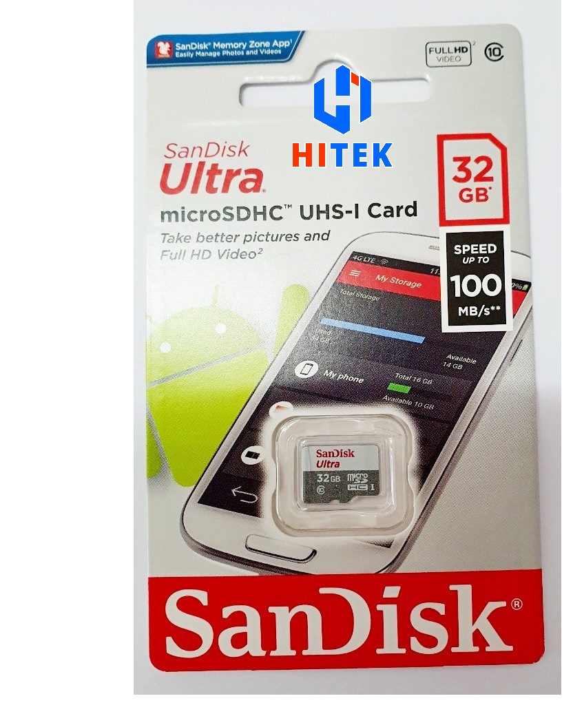 Thẻ nhớ 32gb 64gb micro sd sandisk, 100mb/s chuyên dụng cho camera