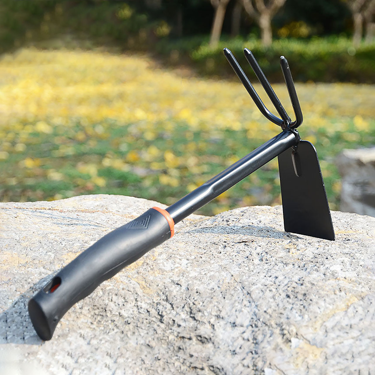 Cuốc - cào xới đất 2 đầu mini cán cao su 28cm