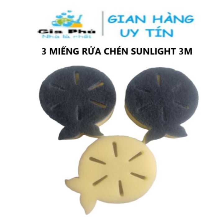 ( SUNLIGHT ) Combo 3 miếng rửa chén mút xốp SUNLIGHT 3M sạch sẽ, tạo bọt tốt