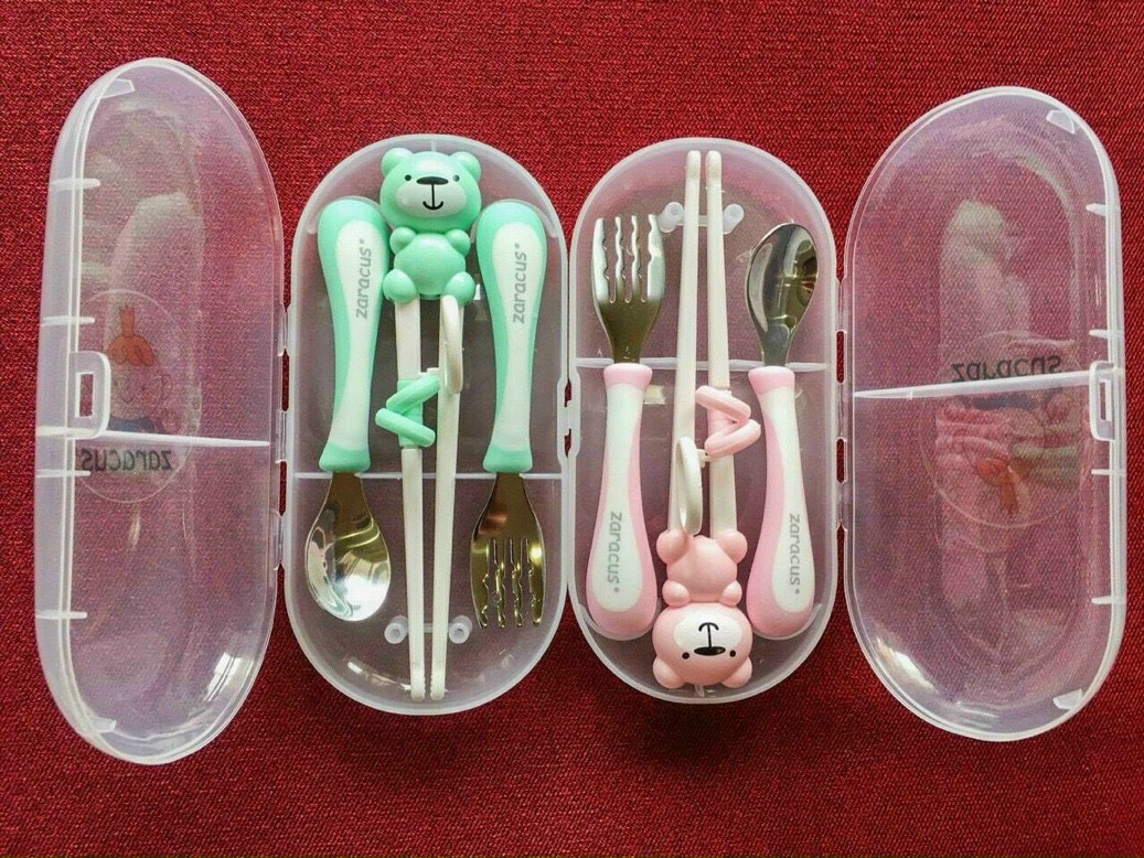 Set thìa dĩa đũa ăn dặm ZARACUS cao cấp cho bé