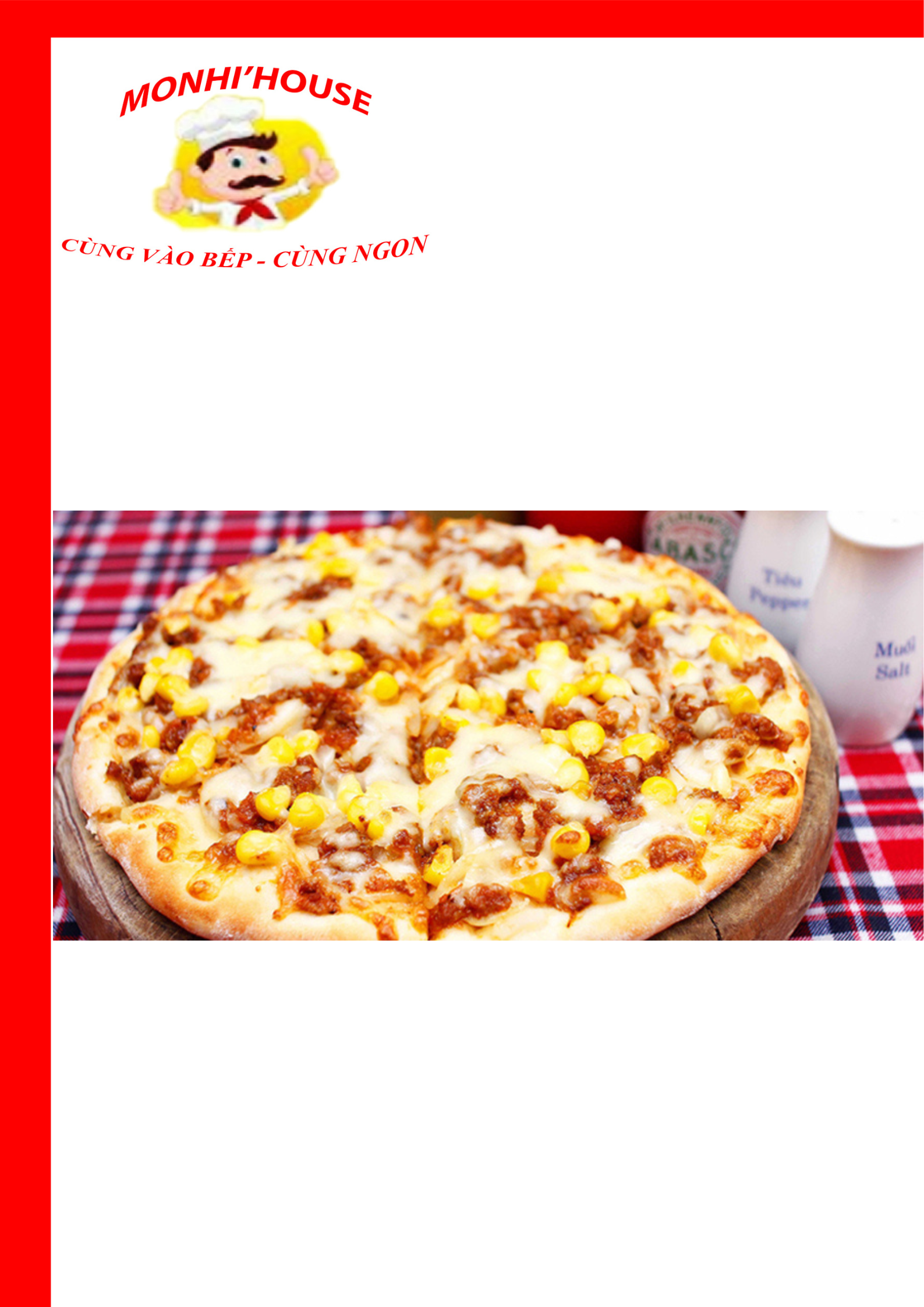 Bánh Pizza Thịt Bò + Bắp ( chế biến sẵn, chưa nướng, size 15cm)