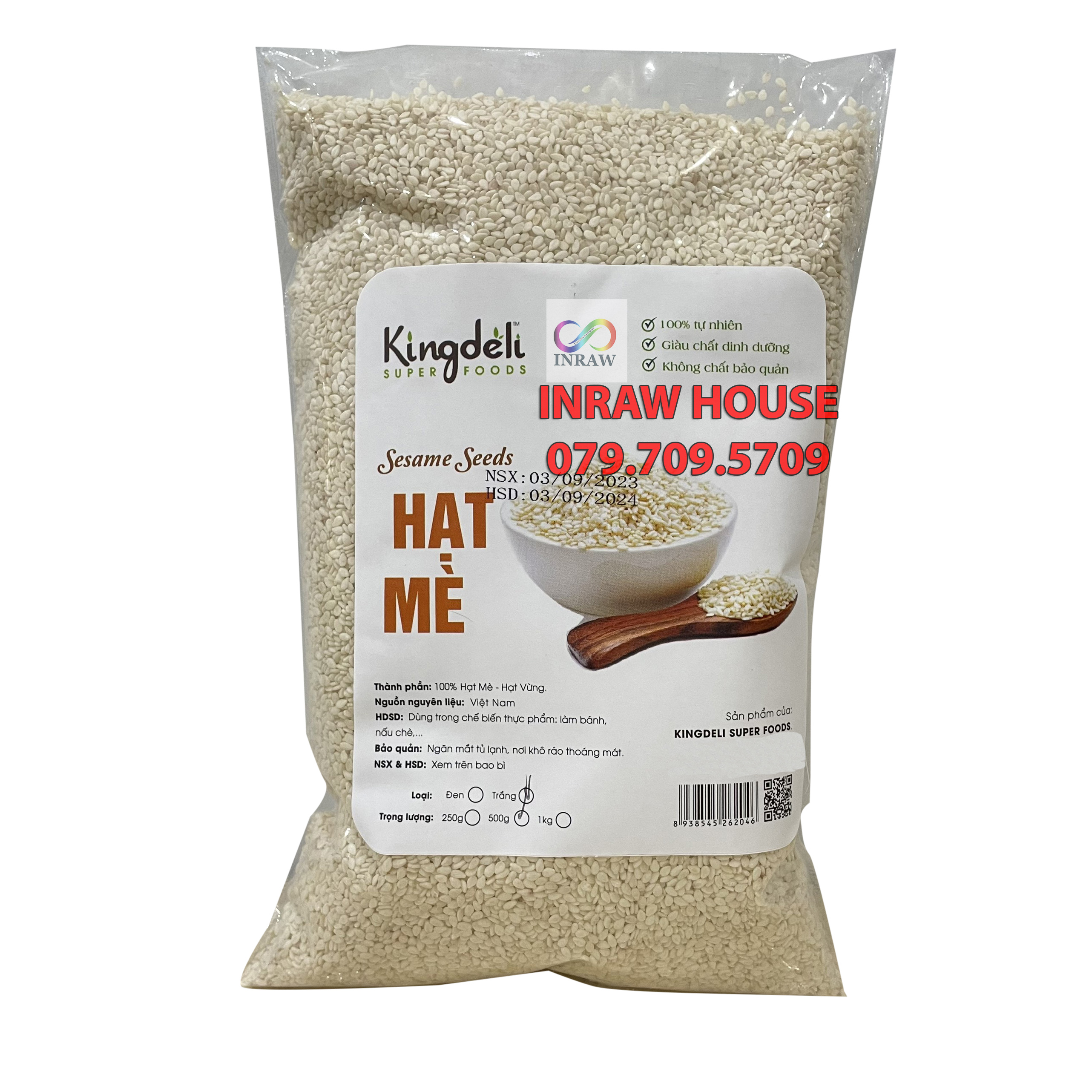 Hạt Mè Trắng Bóc Vỏ Kingdeli (Gói 500gr)