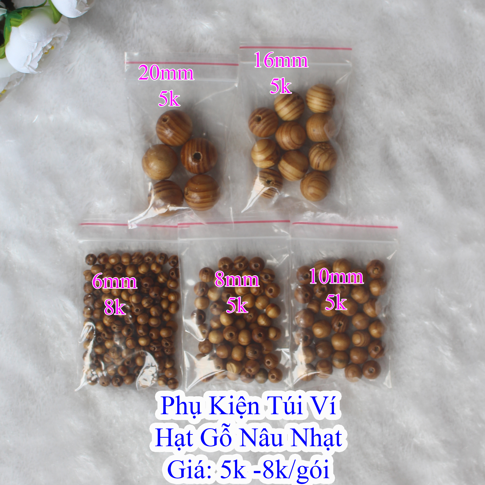 Hạt gỗ nâu nhạt (vân) làm đồ handmade
