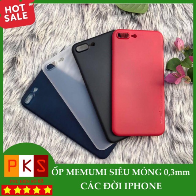 Ốp lưng siêu mỏng 0.3mm Memumi iP 6/6plus/7/8/7 Plus/8 Plus/X/Xs/XS Max