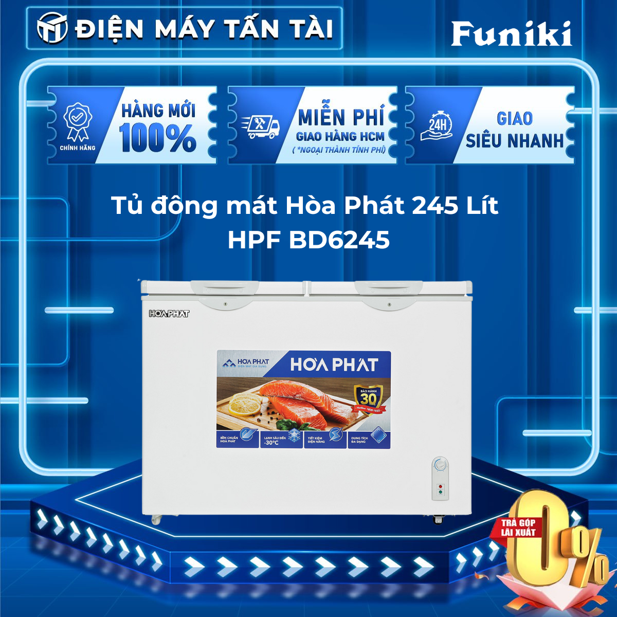 Tủ đông mát hòa phát funiki 245 lít hpf bd6245 - giao toàn quốc - freeship hcm