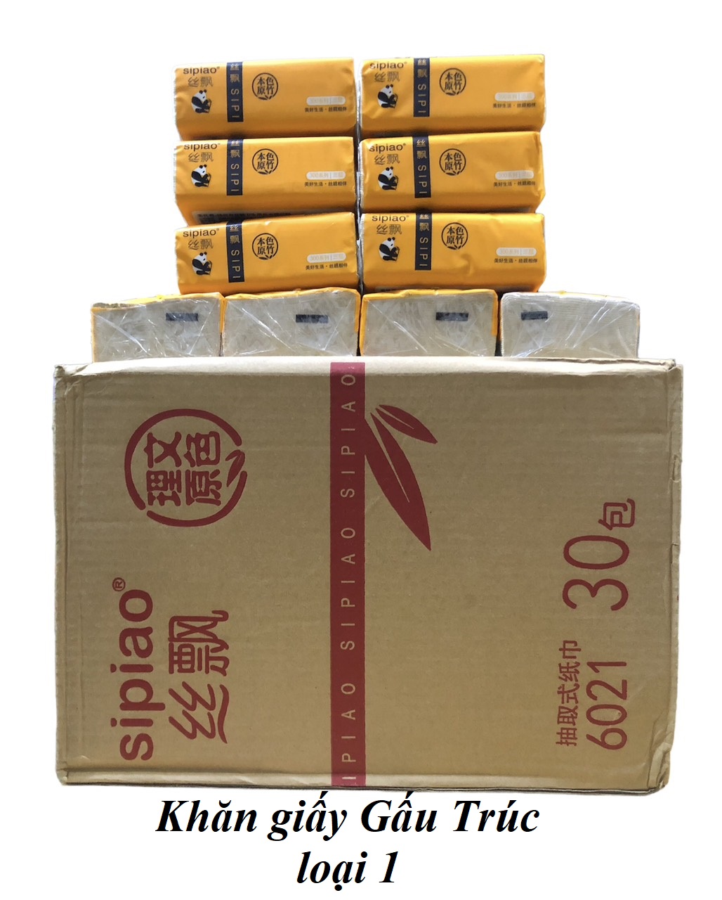 Khăn giấy Gấu Trúc Sipiao siêu dai loại TỐT, thùng 30 gói