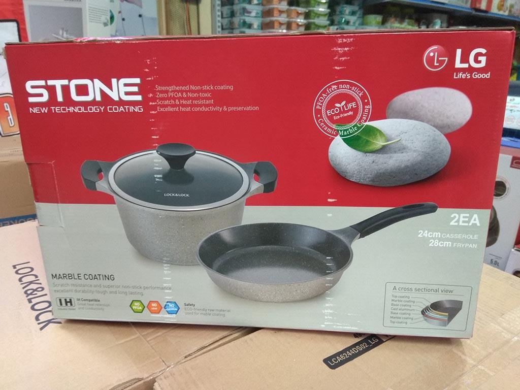 Bộ Lock&Lock Stone 7 Lớp Nồi Đá 24cm Và Chảo Đá 28cm