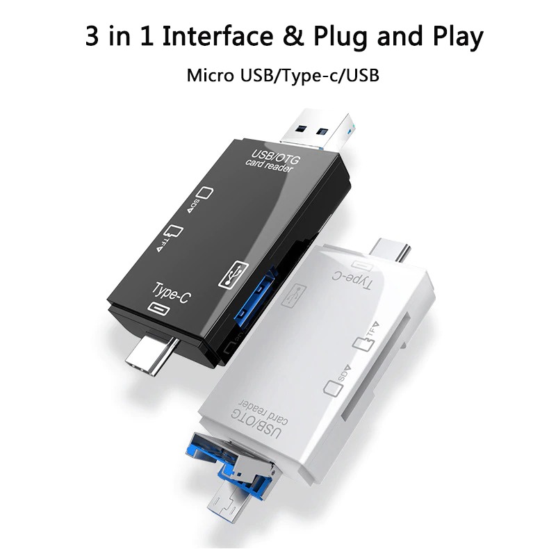 Multi-Function SD Card Reader Type-C for Camera Phone Tablet – Supports SD, MicroSD, CF, XD, M2, MS Duo Pro