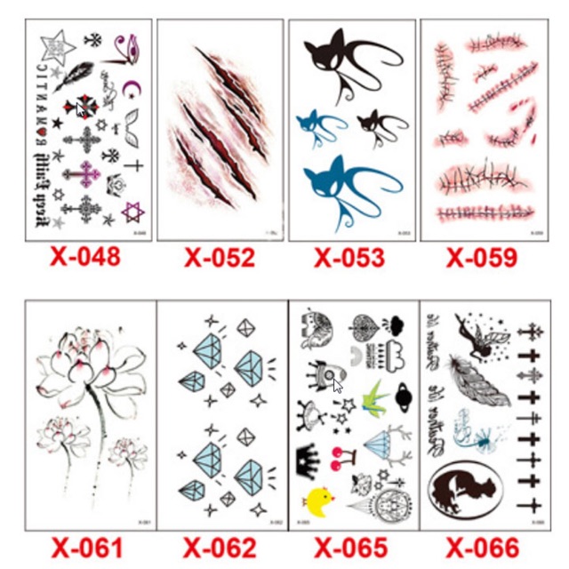 Hình xăm dán mini hóa trang Halloween Nhiều Mẫu anime, xăm 3D Hình Xăm Dán, Hình Xăm henna mini Tattoo Cao Cấp