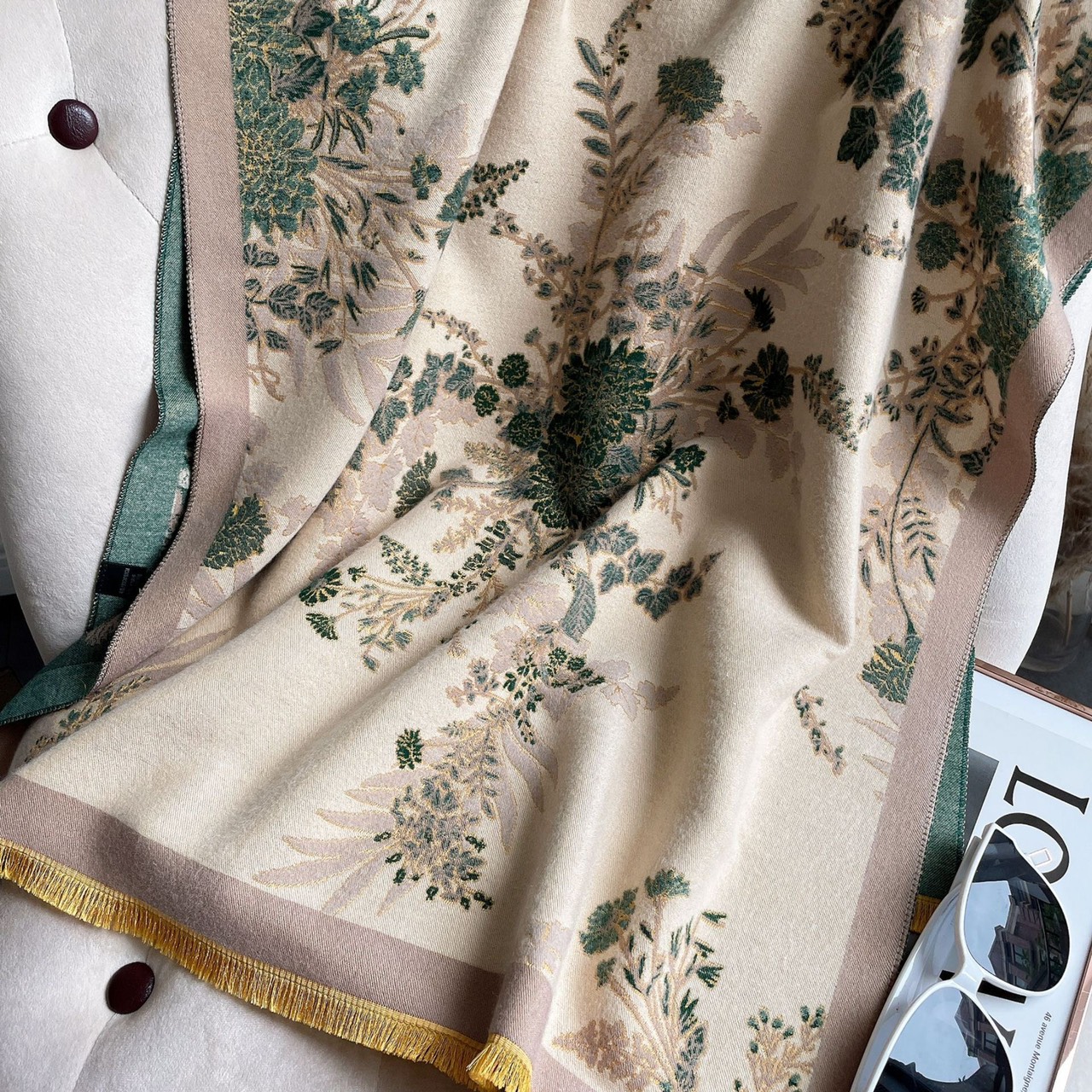Khăn dạ cashmere hoa cao cấp  - Mẫu 2023