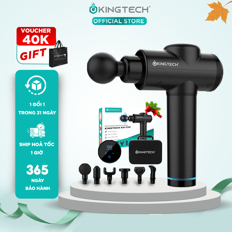 Súng Massage Cầm Tay Đa Năng Cao Cấp KINGTECH KH-720 -  Máy Massage Toàn Thân 20 Cấp Độ Xoa Bóp Chuyên Sâu Cổ Vai Gáy, Chân, Tay, Đùi - Quà Tặng Nam Nữ, Sếp, Doanh Nghiệp - Chính Hãng