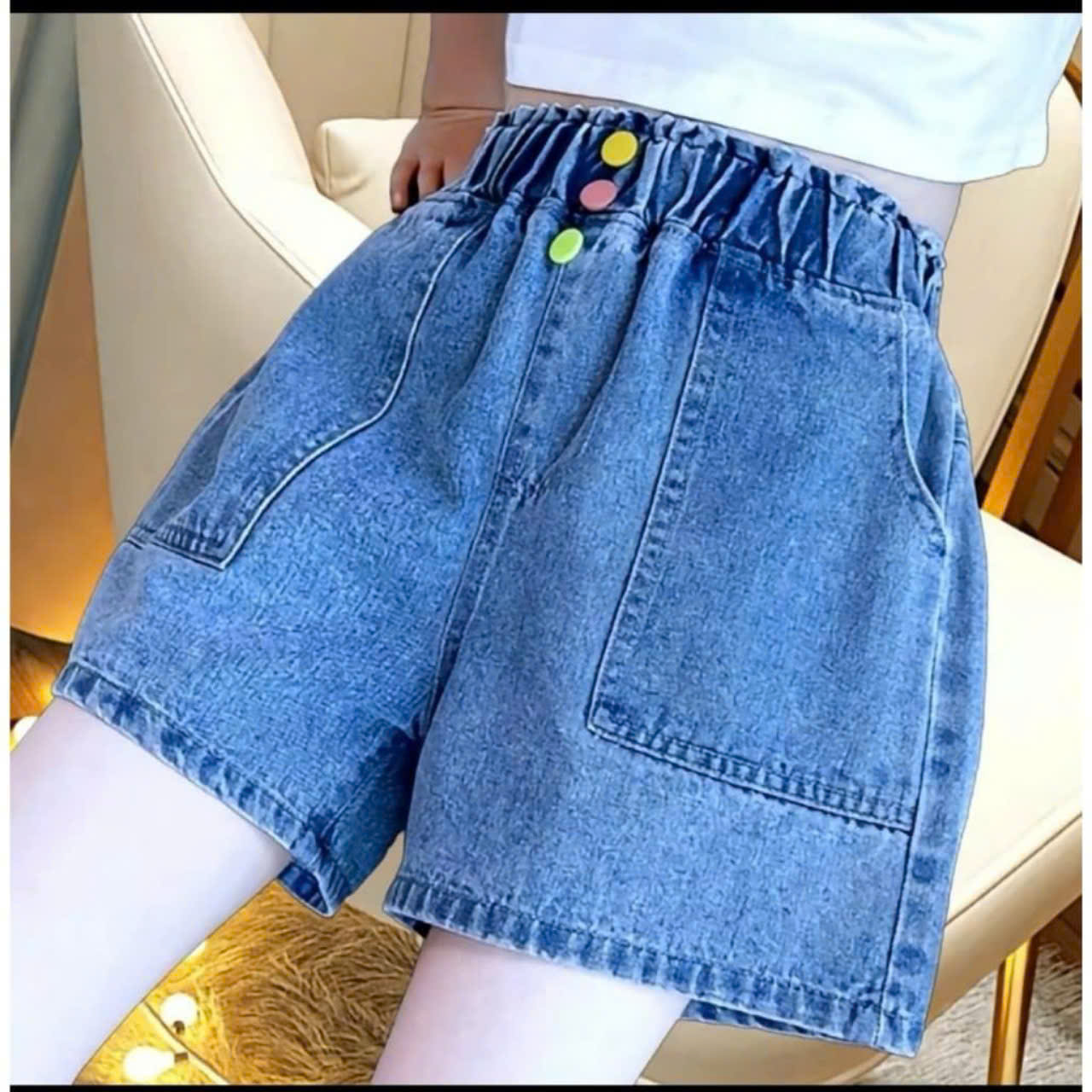 Quàn sort bò jeans dễ thương cho bé gái 20-50kg