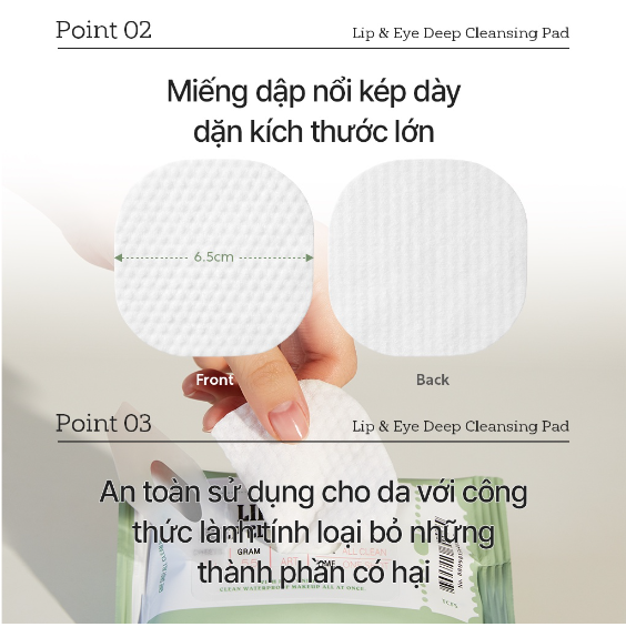 [GIFT - Quà Tặng Không Bán] Giấy Tẩy Trang  LIP & EYE DEEP CLEANSING PAD 30 MIẾNG