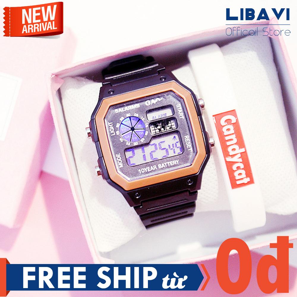 [TẶNG VÒNG TAY NGẪU NHIÊN] Đồng hồ Nam Candycat C18, đồng hồ điện tử chạy pin, mặt vuông, dây đeo nhựa siêu bền, kháng nước chống trầy nhẹ (nhiều màu)