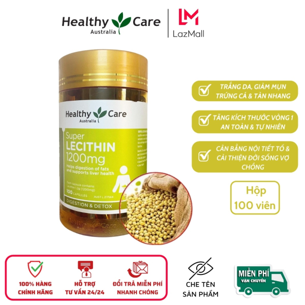 Tinh chất mầm đậu nành Healthy Care Super Lecithin 1200mg - Hộp 100 viên cao cấp