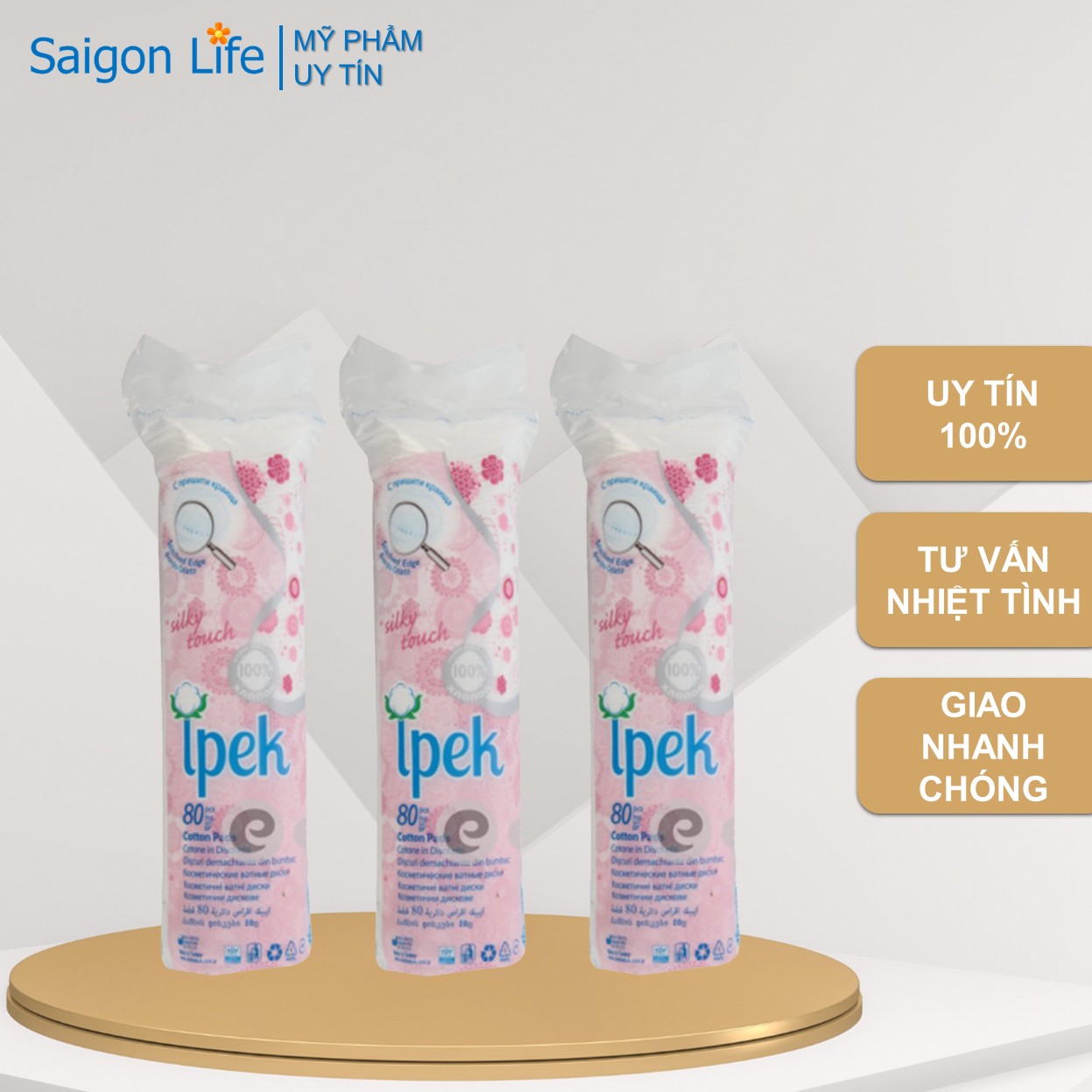 Combo 3 Bông tẩy trang IPEK Thổ Nhĩ Kì 80 miếng
