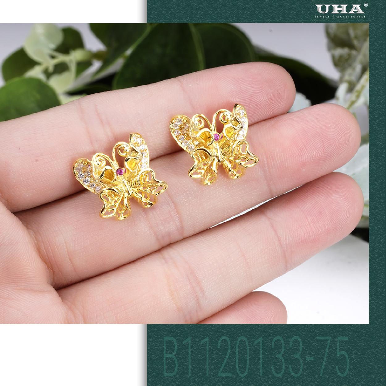 Bông Tai Nữ  ]Mạ Vàng or Bạch Kim [ Con Bướm Xinh ]   - Mang đi chơi, đi tiệc rất xinh -  0502408 - Bông tai nữ, Bông tai mạ vàng, bông tai đẹp