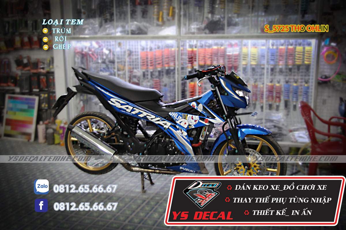 tem rời Satria thỏ OHLINS  xanh trắng