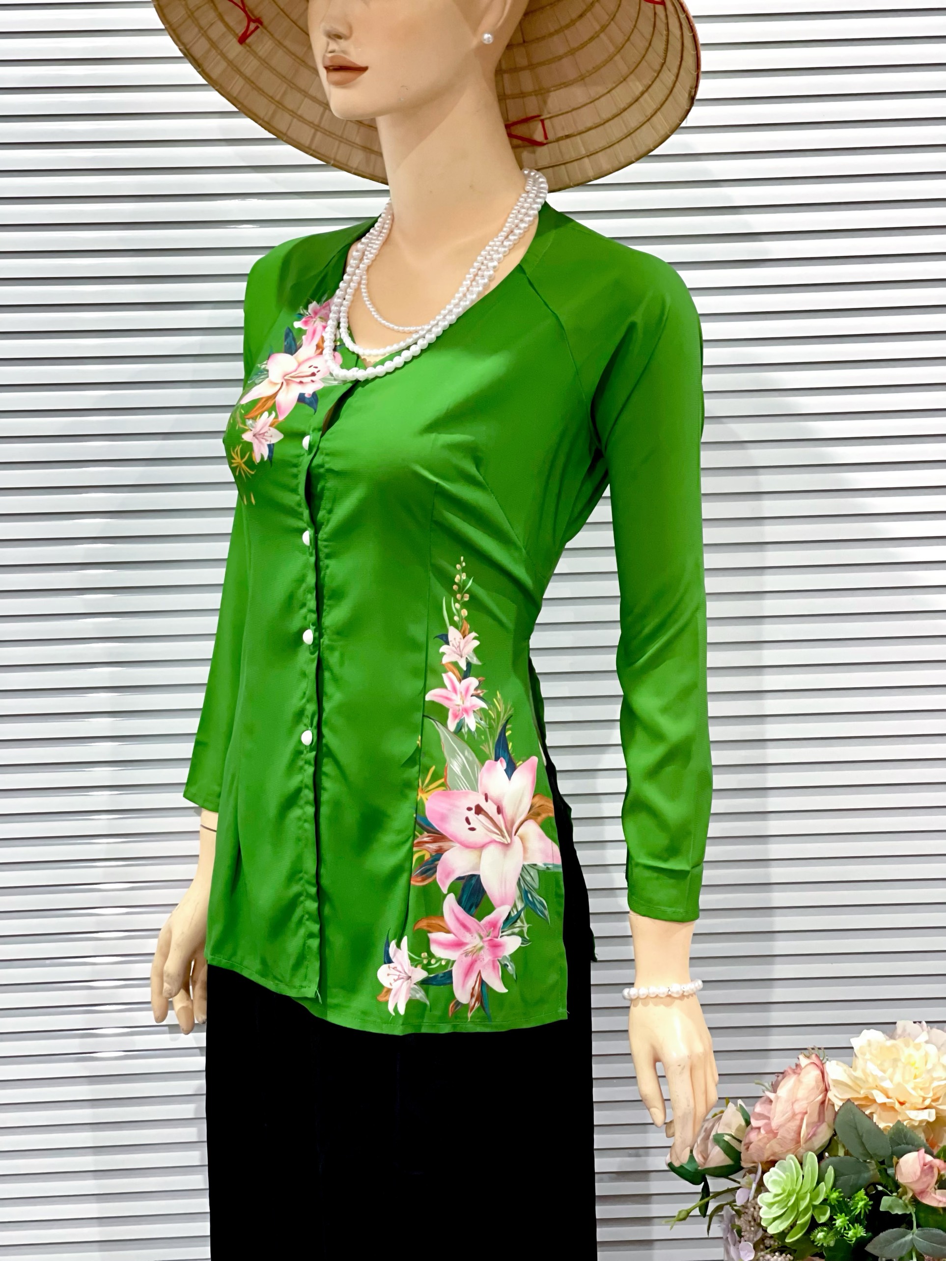 ÁO BÀ BA VẢI LỤA TÂY THI HOA