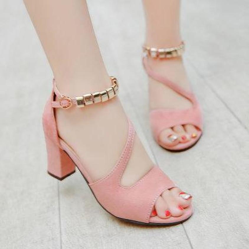 Giày cao gót vuông 7p quai chéo vòng cổ hột vuông thiết kế điệu đà, duyên dáng, trẻ trung, thời trang giá rẻ