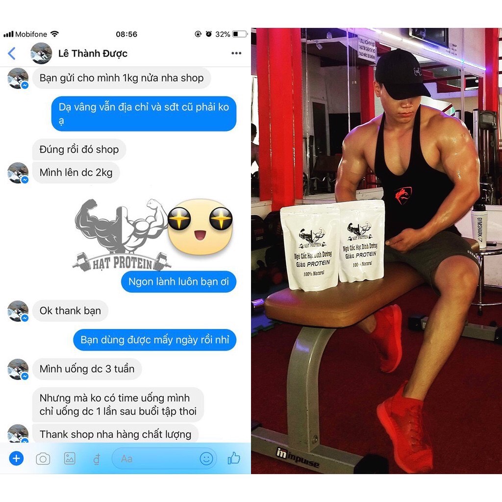 Combo 2 Gói Sữa Tăng Cân Tăng Cơ Hạt Protein ( Tặng Bình Lắc )