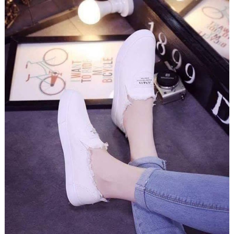 Giày lười vải cotton đế cao su 2p