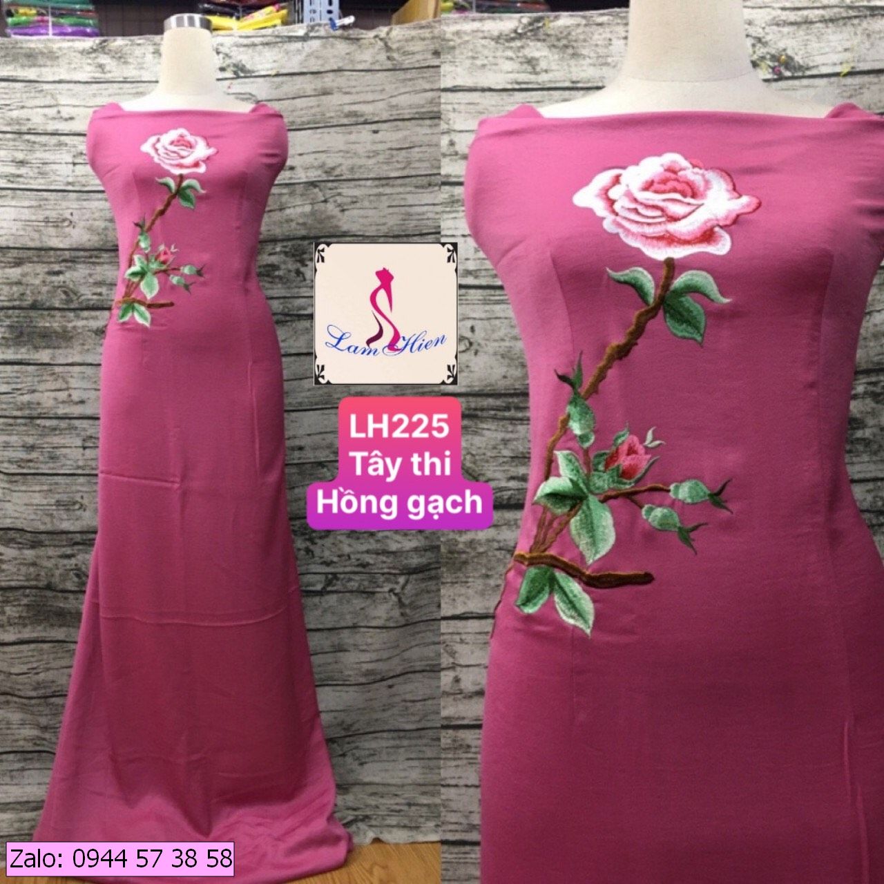 Vải áo dài lụa tây thi bông thêu LH225