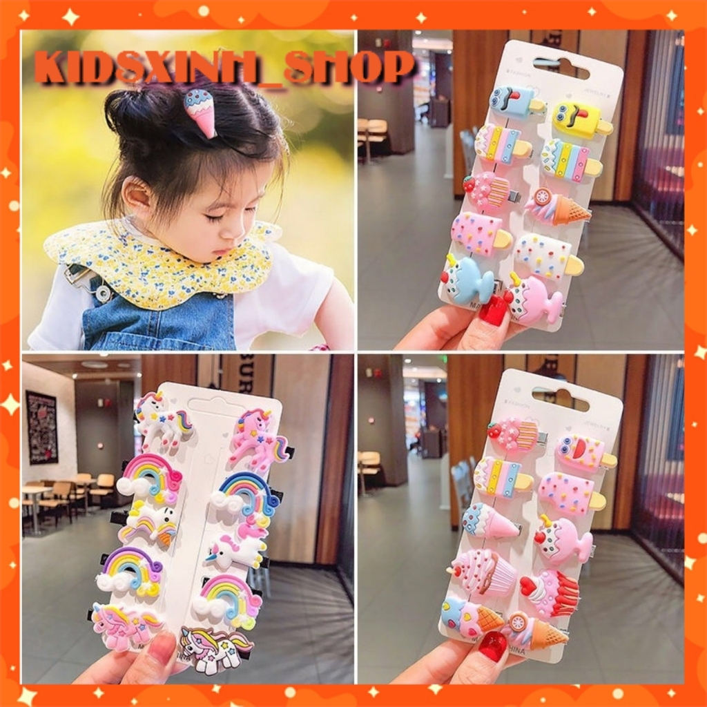 Set 10 Kẹp Tóc Cho Bé Gái Nhiều Màu Đáng Yêu KT10