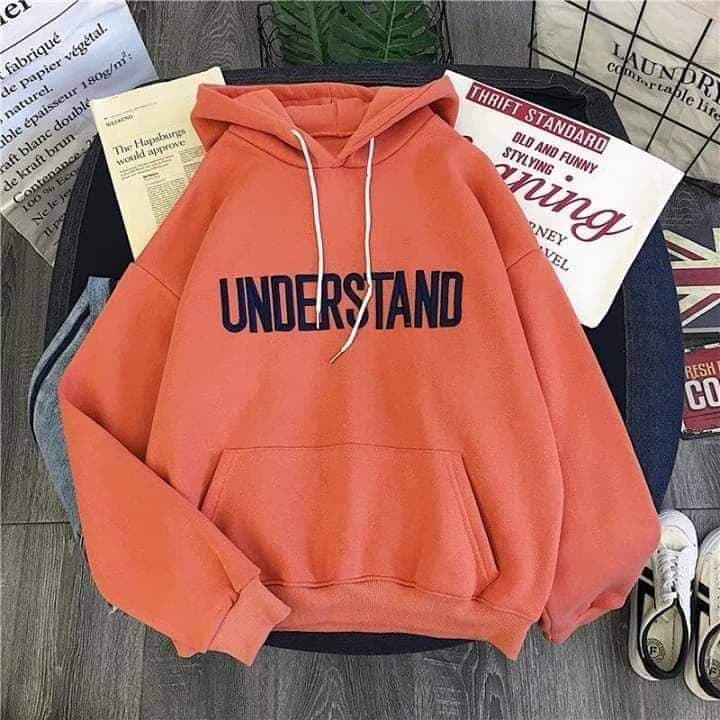 Áo khoác hoodie cao cấp với chất liệu nỉ bông mềm mại in hình họa tiết chữ 3d understand
