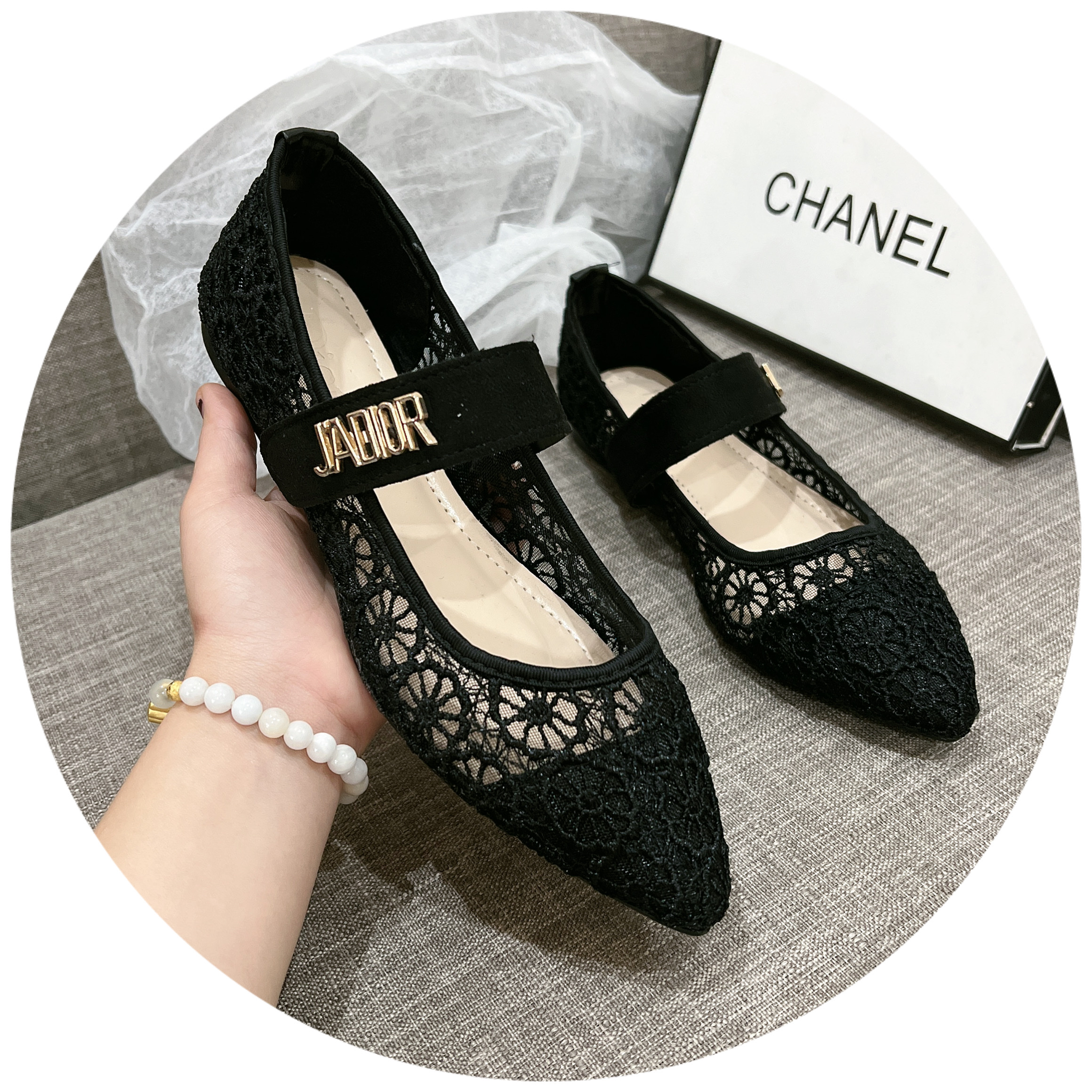 giày búp bê da trần lưới siêu êm sang chảnh B53