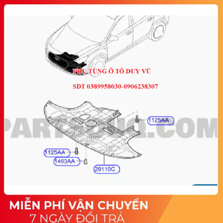 chắn bùn gầm hyundai elantra đời 2016-2020