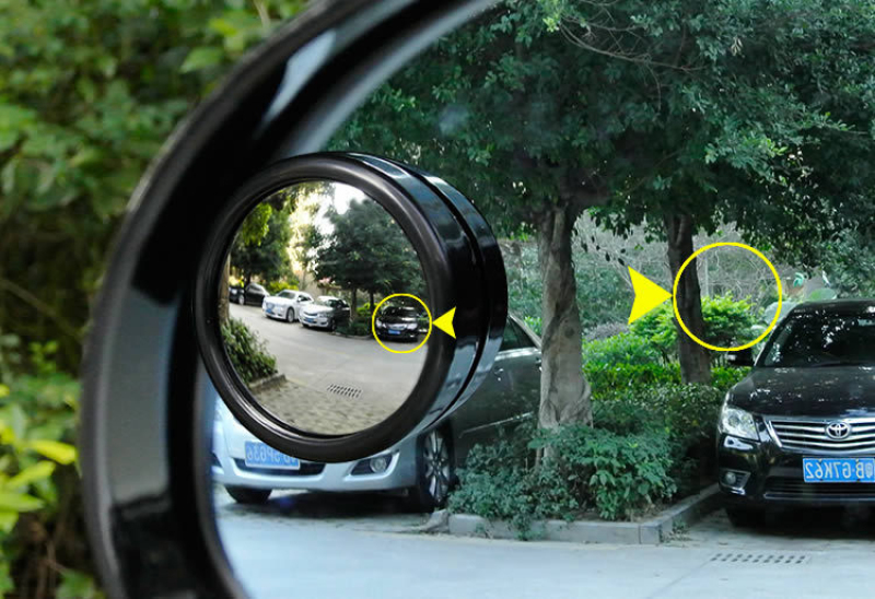 Cặp Gương cầu lồi 360 xóa điểm mù 5cm VIỀN ĐEN gắn kính chiếu hậu ô tô có viền kiếng