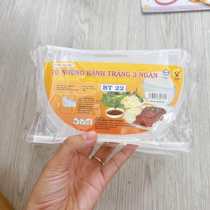 Tô nhúng bánh tráng bt nhựa vĩnh trường cao cấp 3 ngăn - khay nhúng bánh tráng 3 ngăn - gia sụng nari