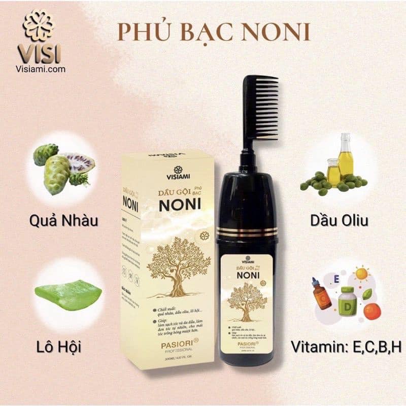 DẦU GỘI PHỦ BẠC NONI VISIAMI 200ML - GỘI LÀ ĐEN