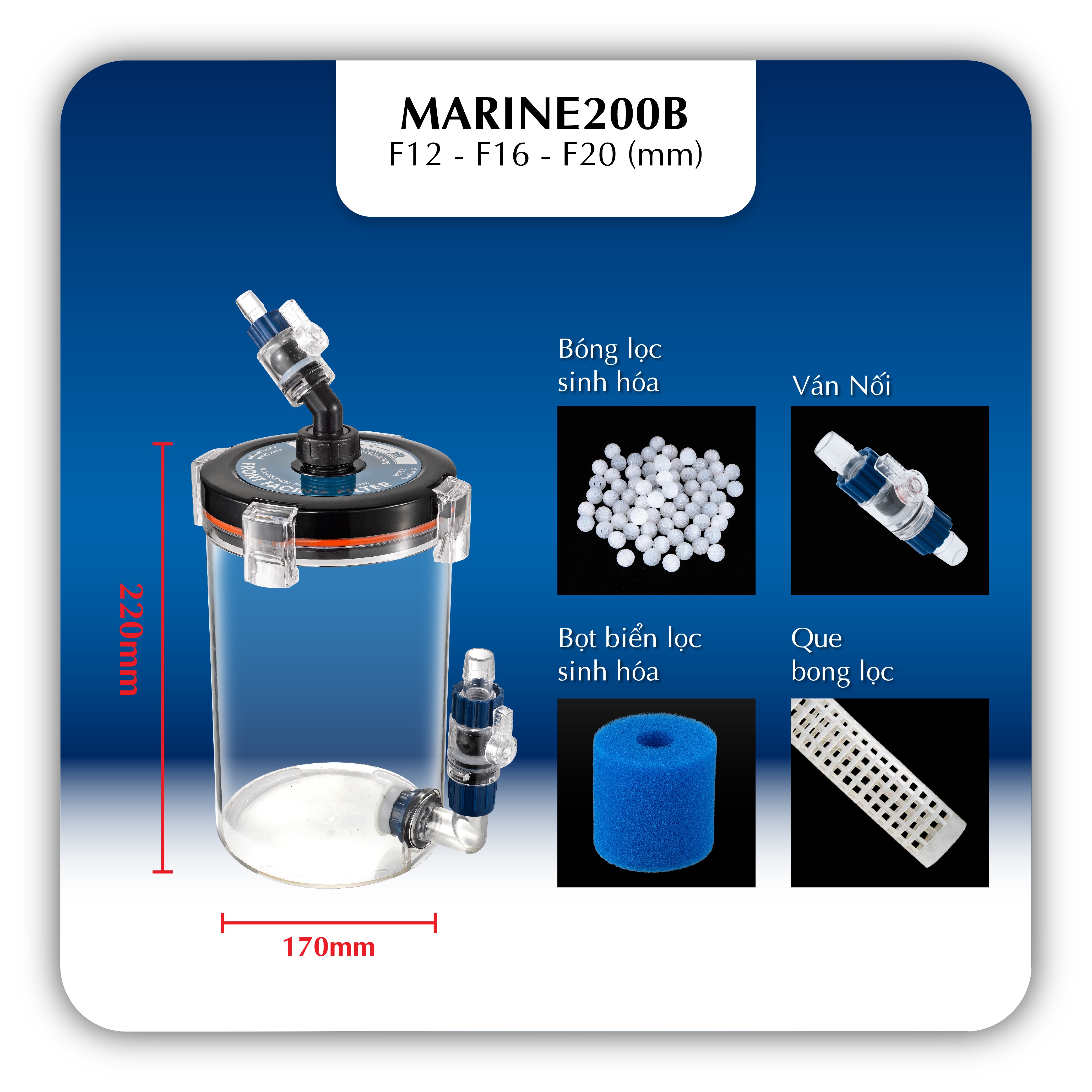LỌC PHỤ MARINE 200B - 240B - 300B ( Phi 12, 16, 20 )