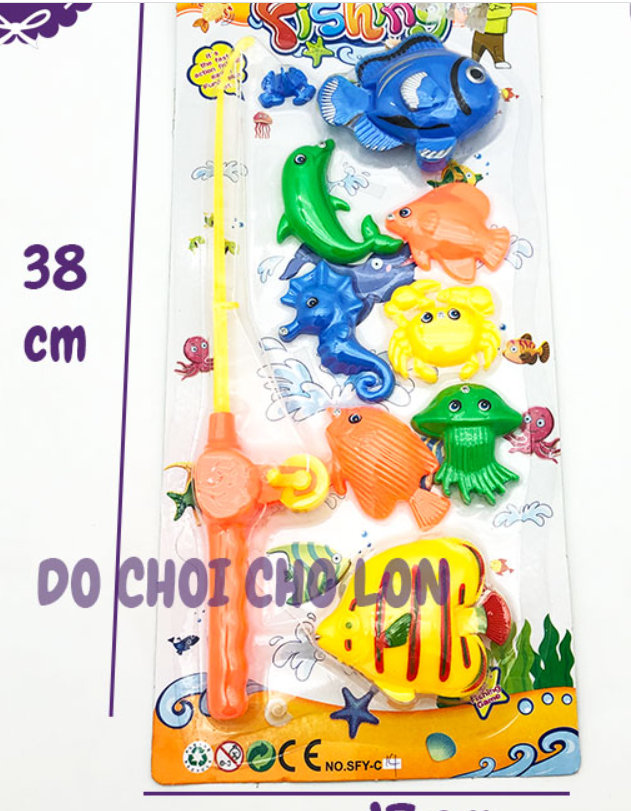 Vỉ đồ chơi câu cá 1 cần 8 cá bằng nam châm