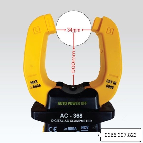 [Hcm]Ampere Clamp Meter for Measuring Ac Current Apech Ac-368 (600A)