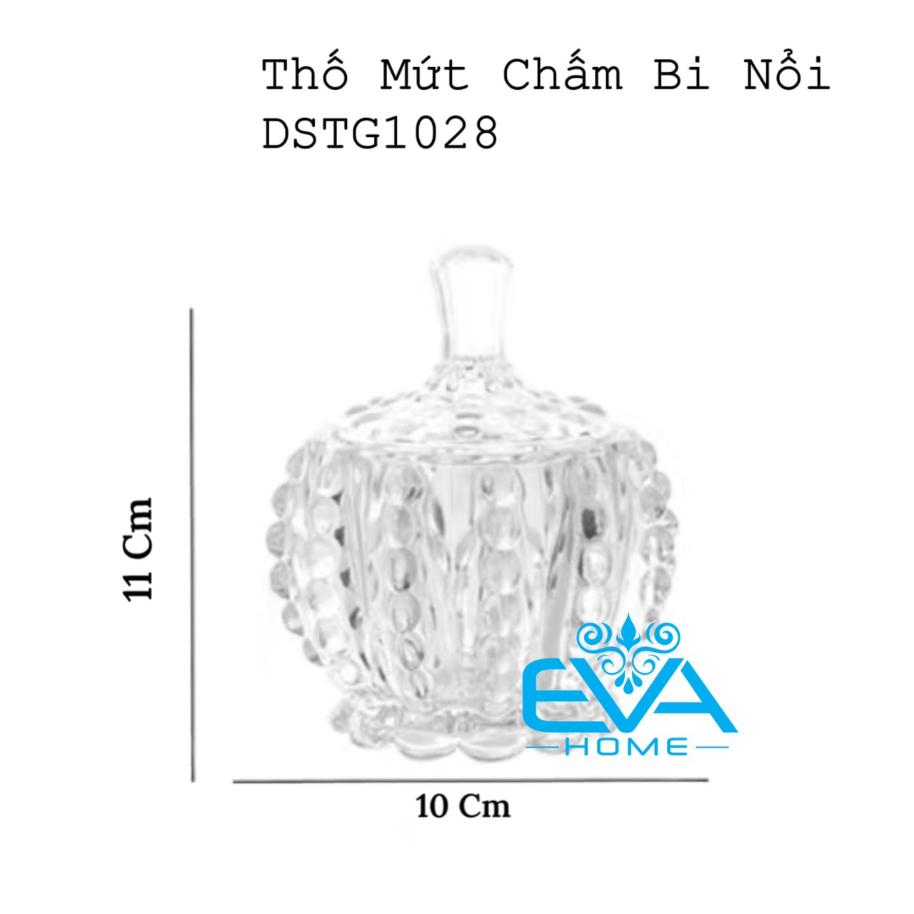 Thố Mứt Thuỷ Tinh Pha Lê Kim Cương Nhỏ Delisoga Cao Cấp Sang Trọng / Thố Mứt Tết Thố Bi Nhỏ Small Crystal Diamond Jar TG1030-3.5