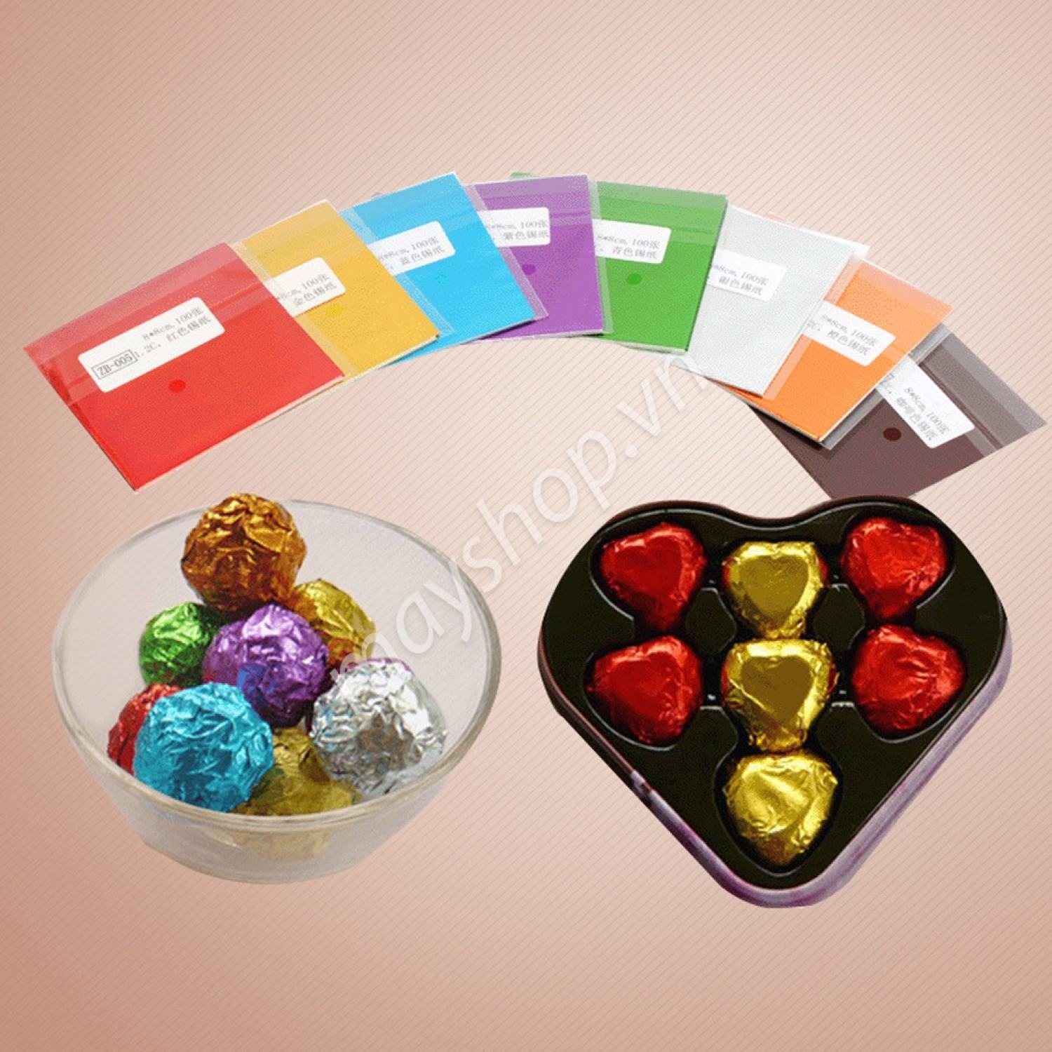 100 Giấy gói socola kích thước 8x8cm