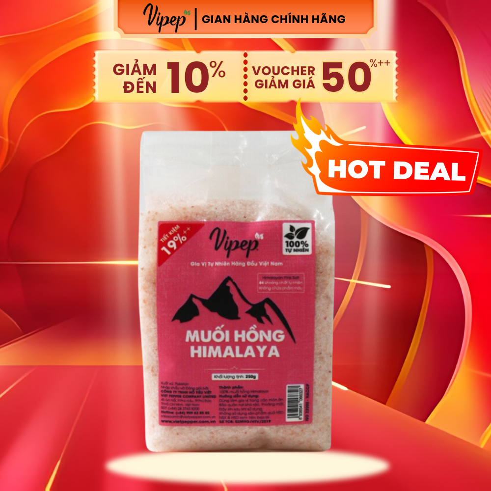 Muối hồng himalaya xay nhuyễn vipep túi 500g - gia vị vipep