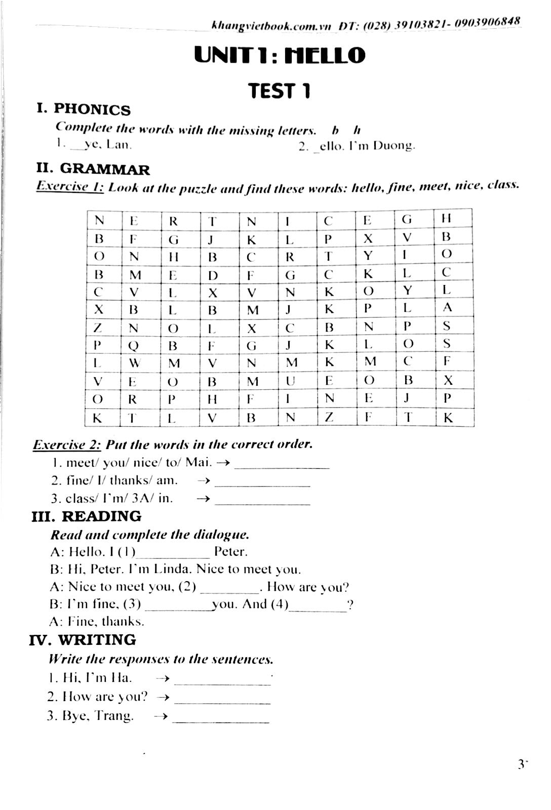 Fahasa - 100 Đề Kiểm Tra Tiếng Anh 3