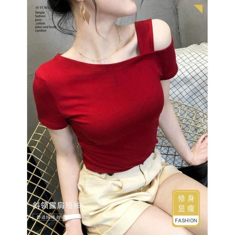 áo thun lệch vai trơn