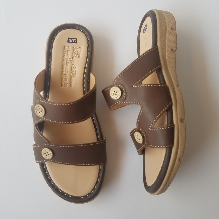 [HCM]Dép nữ quai ngang da bò thật cao cấp bảo hành một năm