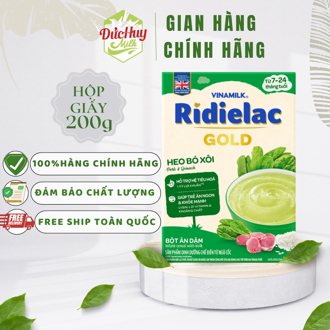 Bột ăn dặm RIDIELAC GOLD heo bó xôi