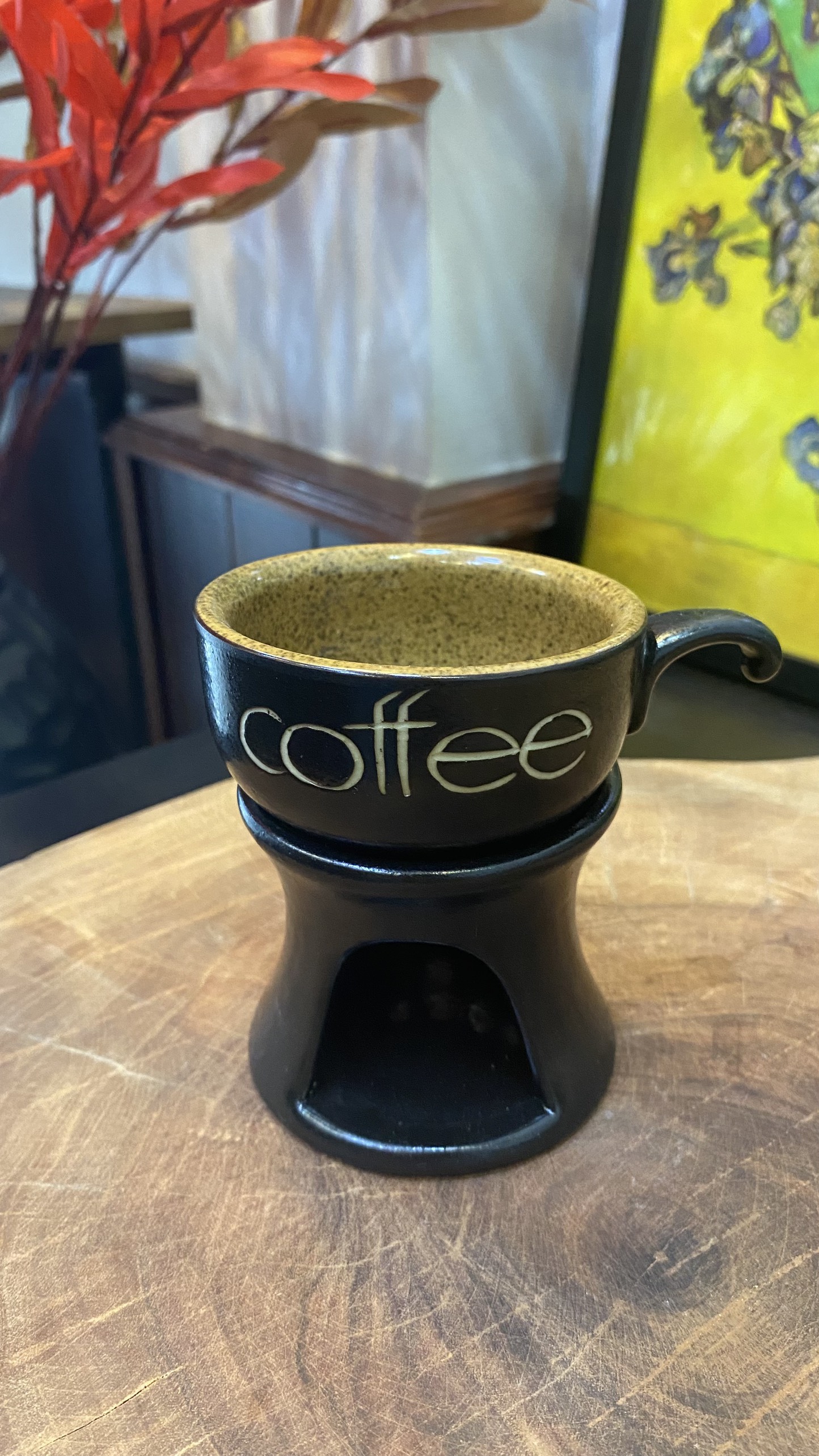 Bộ coffee thấp chân đốt nến - Gốm sứ Bát Tràng/ Ly coffee