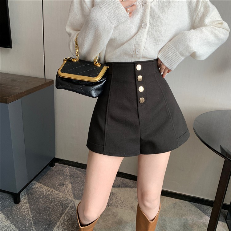 Quần short nữ lưng cao cạp cao DOLOXI 4 khuy khóa giữa dáng đẹp Hàn Quốc cao cấp Q039