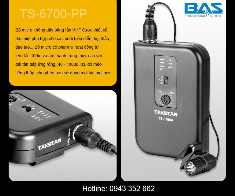 Bộ micro gài áo không dây Takstar TS-6700PP