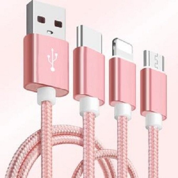 Dây 3 Đầu Lightning Micro USB Type C, cáp sạc iphone, cáp sạc samsung, sáp sạc oppo, cáp sạc đa năng